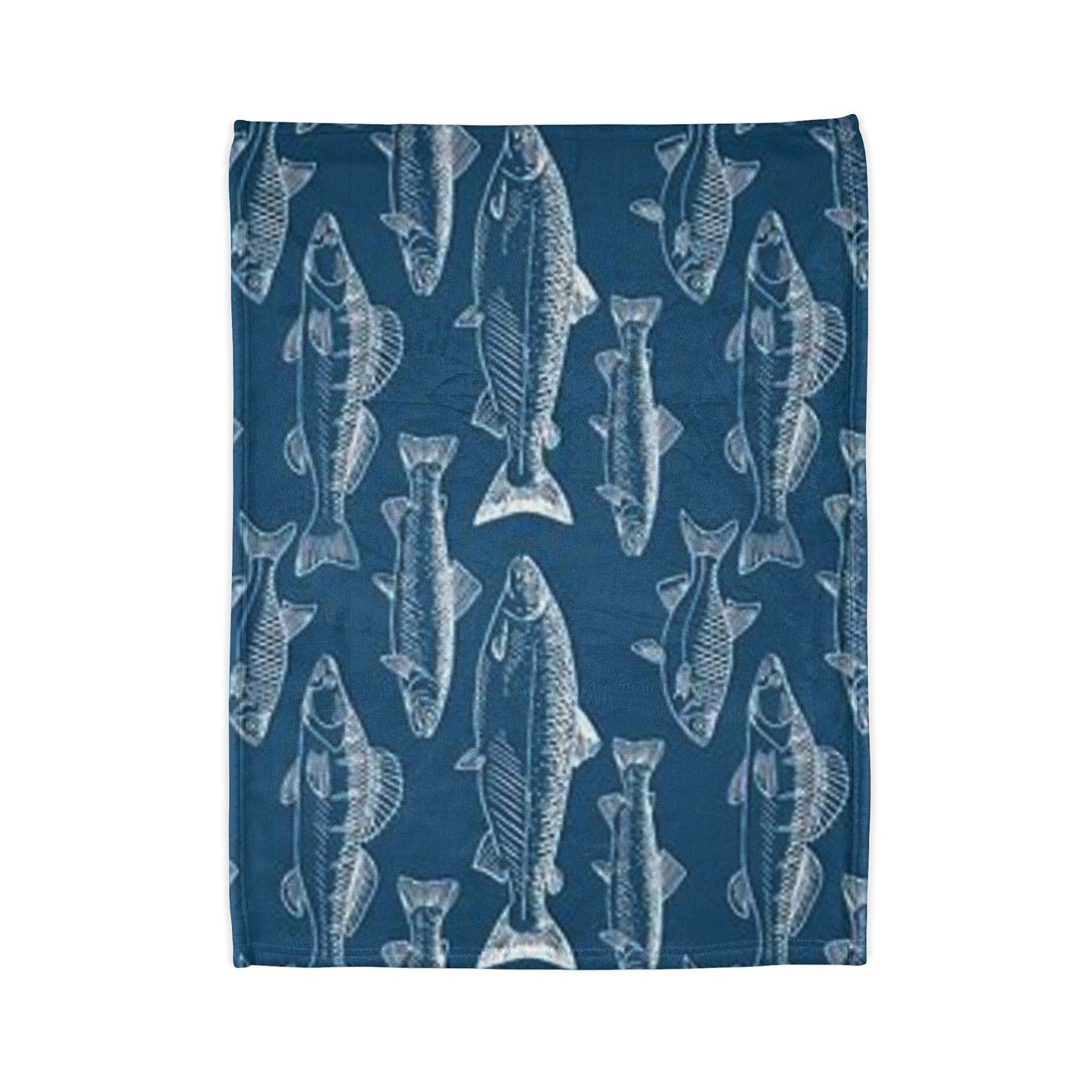 Fish Pattern Soft Polyester Blanket - Cozy Decor for Fishing Enthusiasts