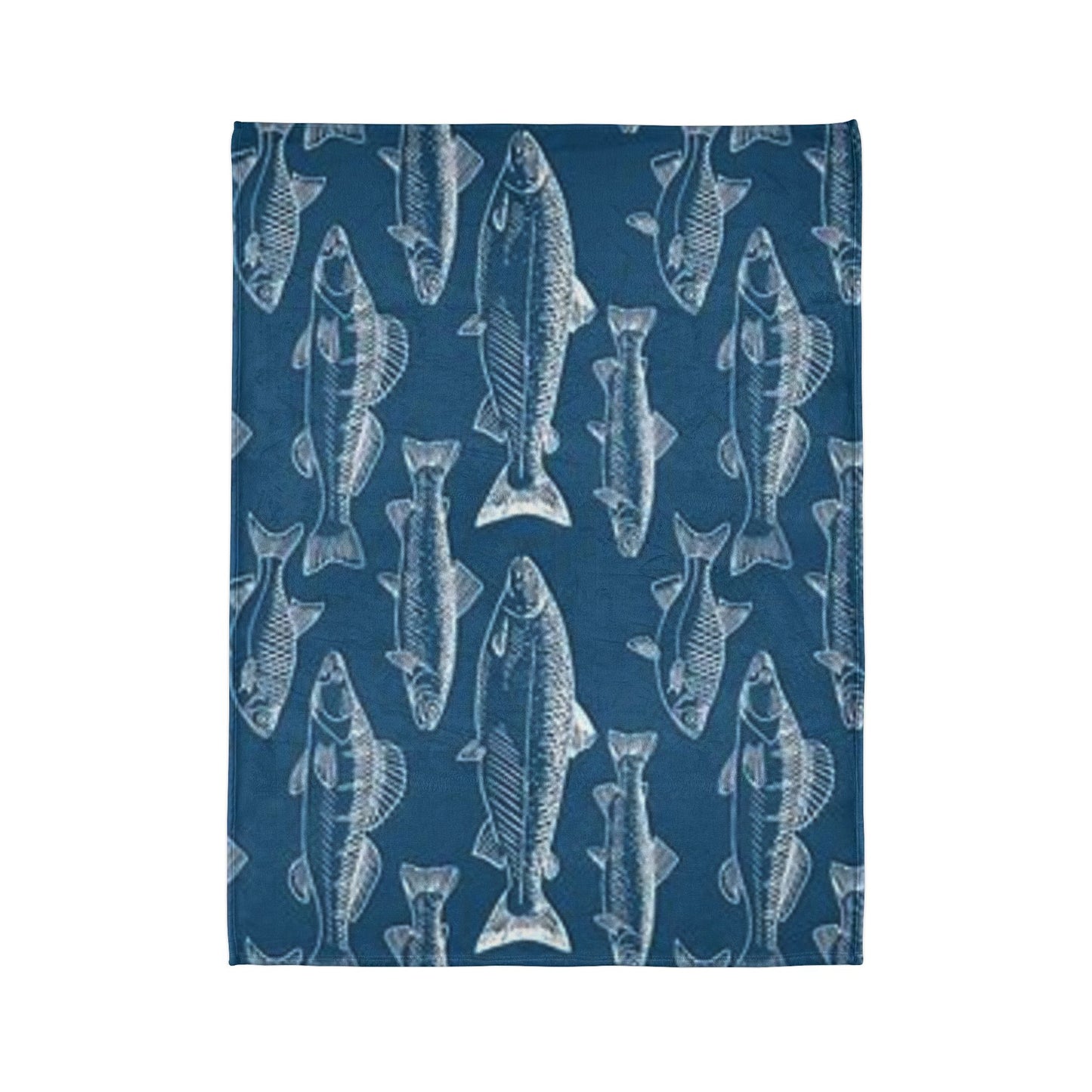 Fish Pattern Soft Polyester Blanket - Cozy Decor for Fishing Enthusiasts