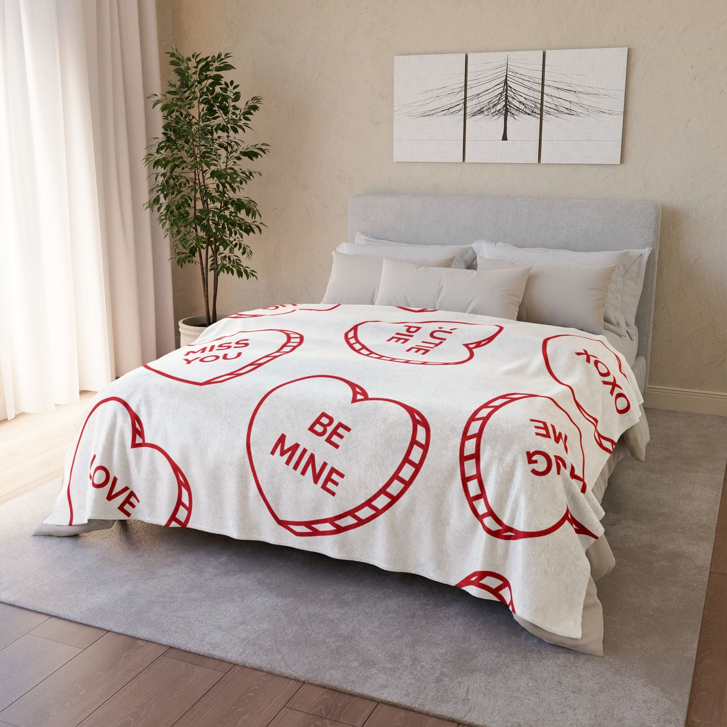 Valentine's Day Soft Polyester Blanket - Heartfelt Messages for Cozy Moments