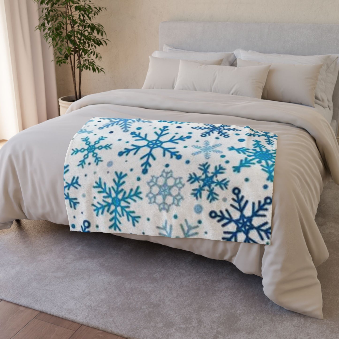 Cozy Snowflake Soft Polyester Blanket - Winter Home Decor