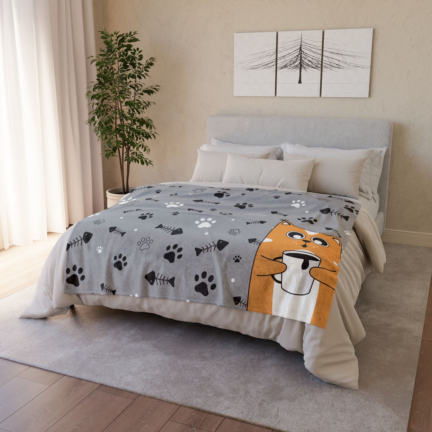 Cozy Cat Blanket - Cute Soft Polyester Throw for Animal Lovers