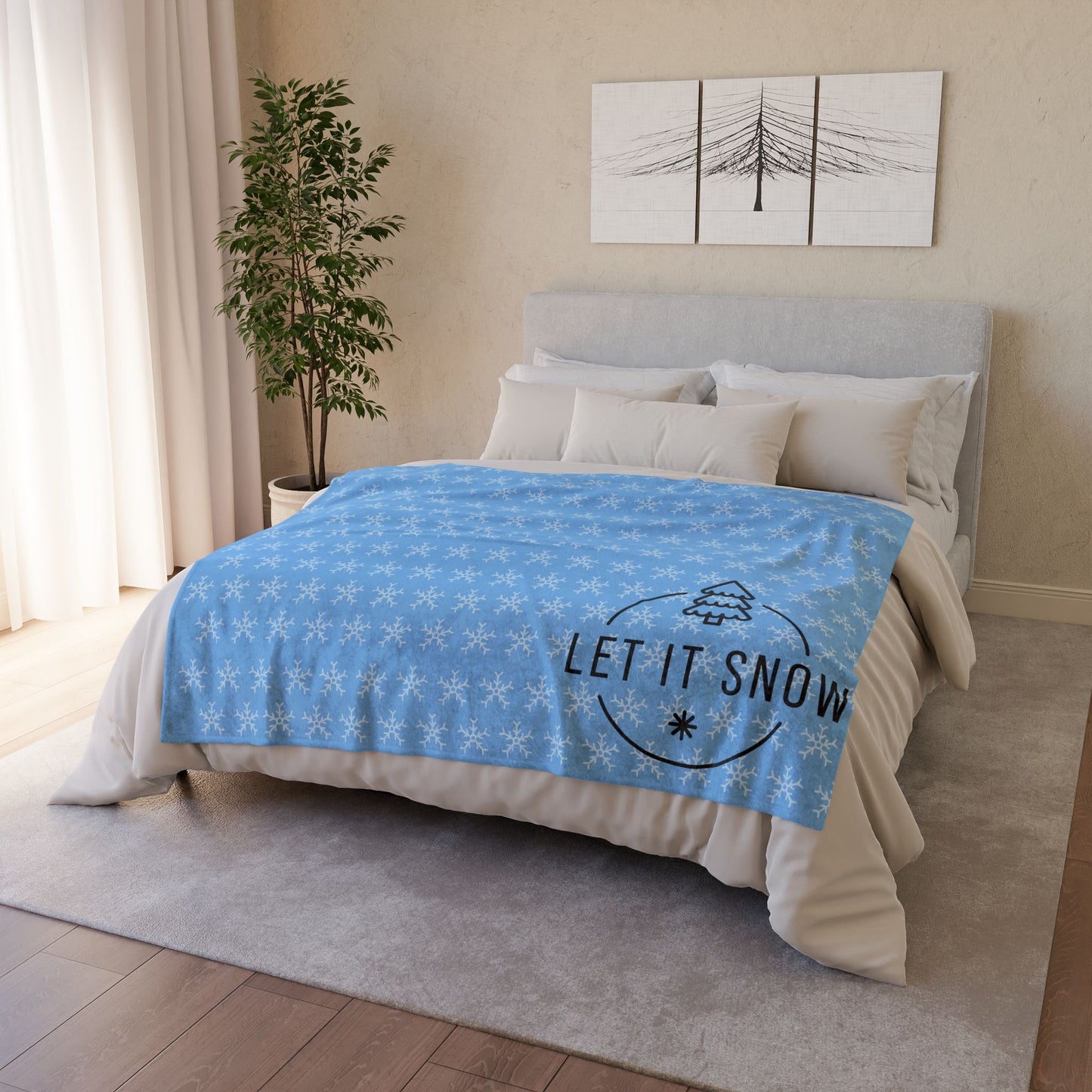 Let It Snow Soft Polyester Blanket - Cozy Winter Decor