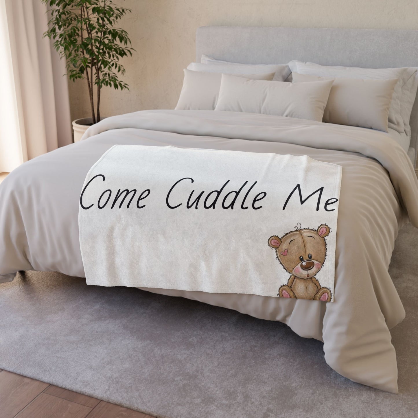 Come Cuddle Me Soft Polyester Blanket - Cozy Bear Throw for Kids & Nurseries