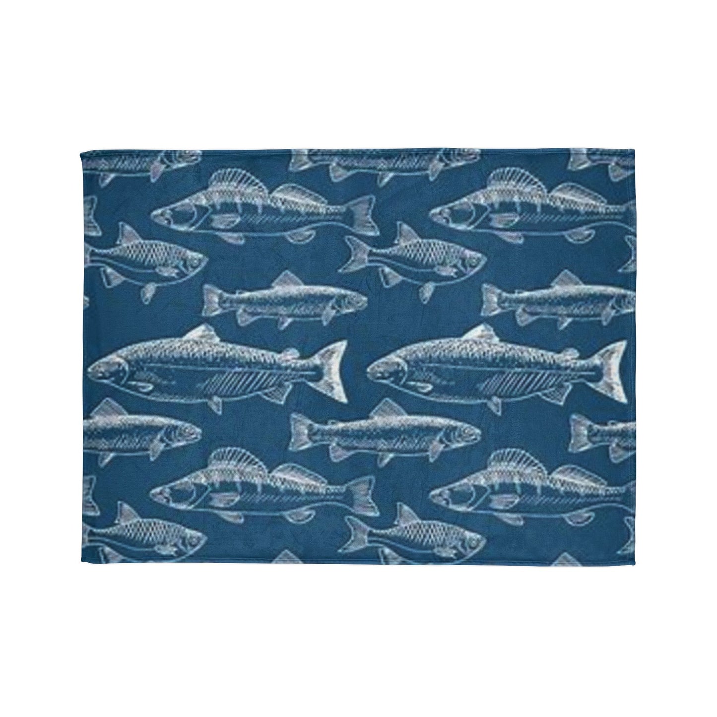 Fish Pattern Soft Polyester Blanket - Cozy Decor for Fishing Enthusiasts