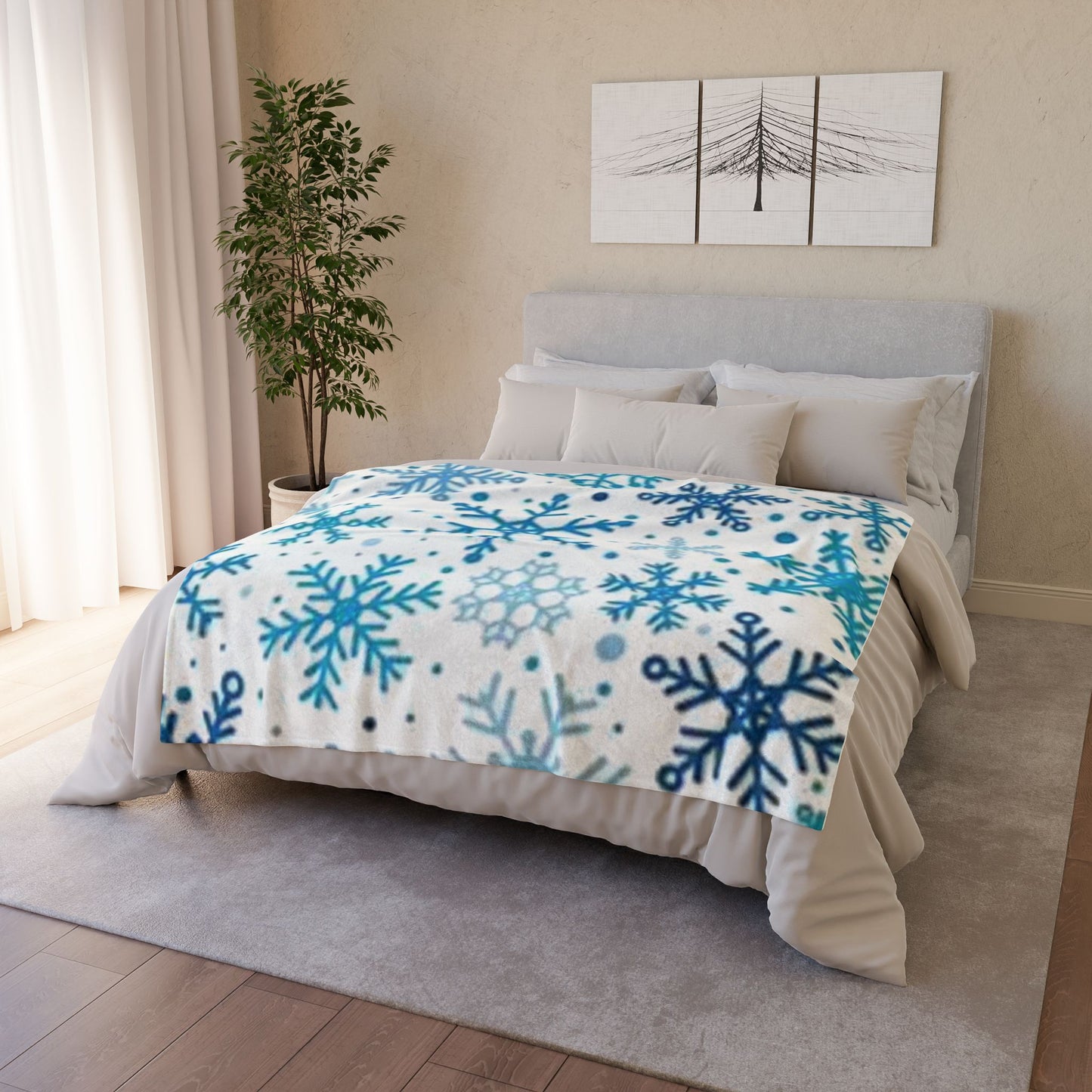 Cozy Snowflake Soft Polyester Blanket - Winter Home Decor