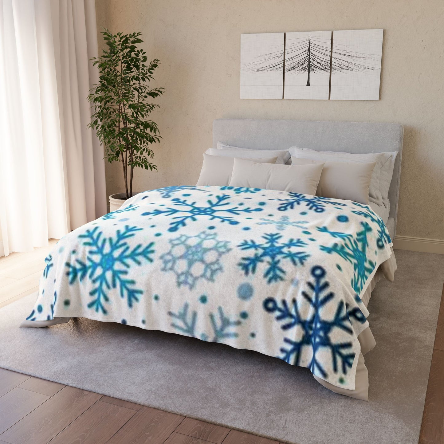 Cozy Snowflake Soft Polyester Blanket - Winter Home Decor