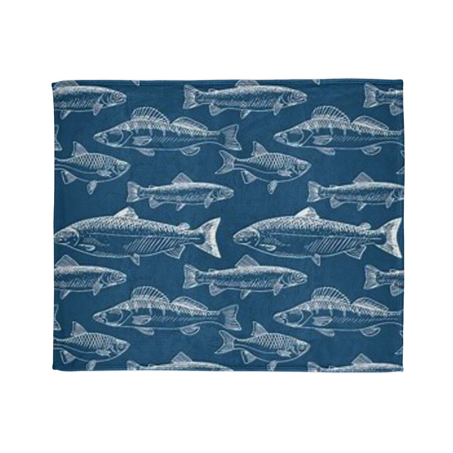 Fish Pattern Soft Polyester Blanket - Cozy Decor for Fishing Enthusiasts