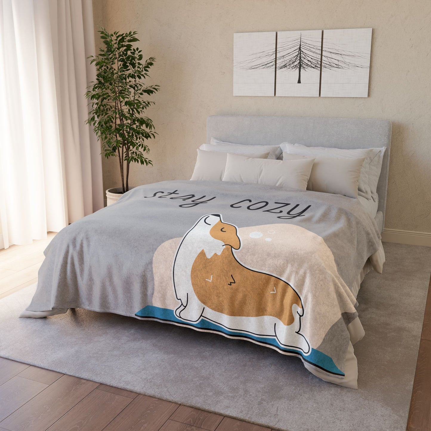 Cozy Corgi Soft Polyester Blanket - Perfect for Relaxation and Home Decor