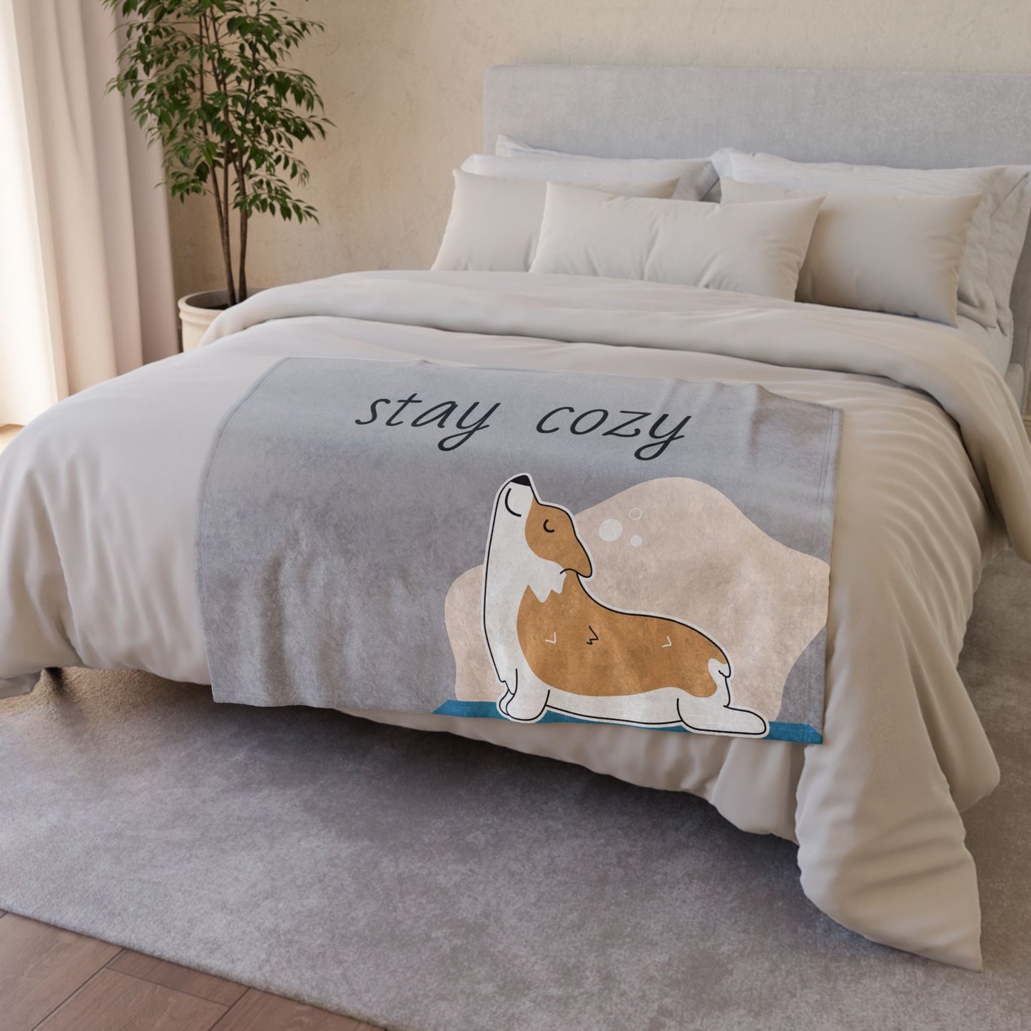 Cozy Corgi Soft Polyester Blanket - Perfect for Relaxation and Home Decor