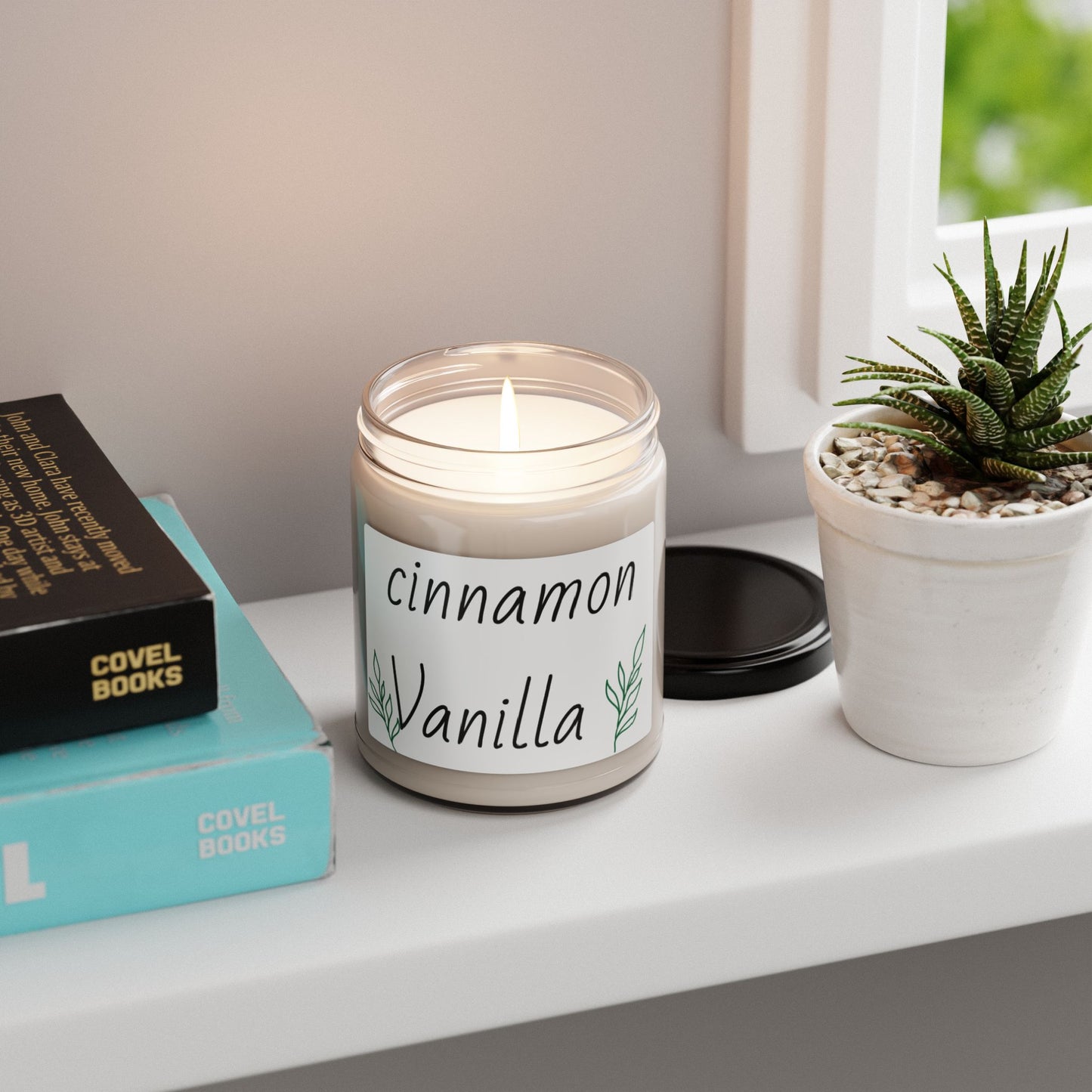 Cinnamon Vanilla Scented Soy Candle - Cozy Aromatherapy for Home Decor