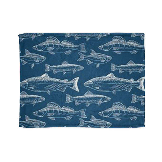 Fish Pattern Soft Polyester Blanket - Cozy Decor for Fishing Enthusiasts