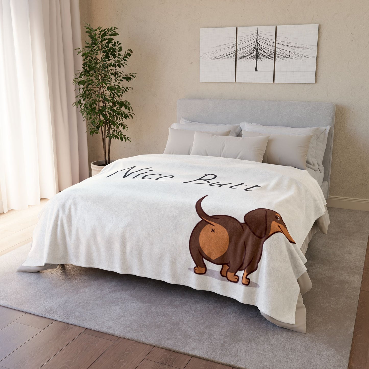 Funny Dachshund Blanket - 'Nice Butt' Soft Polyester Throw for Dog Lovers