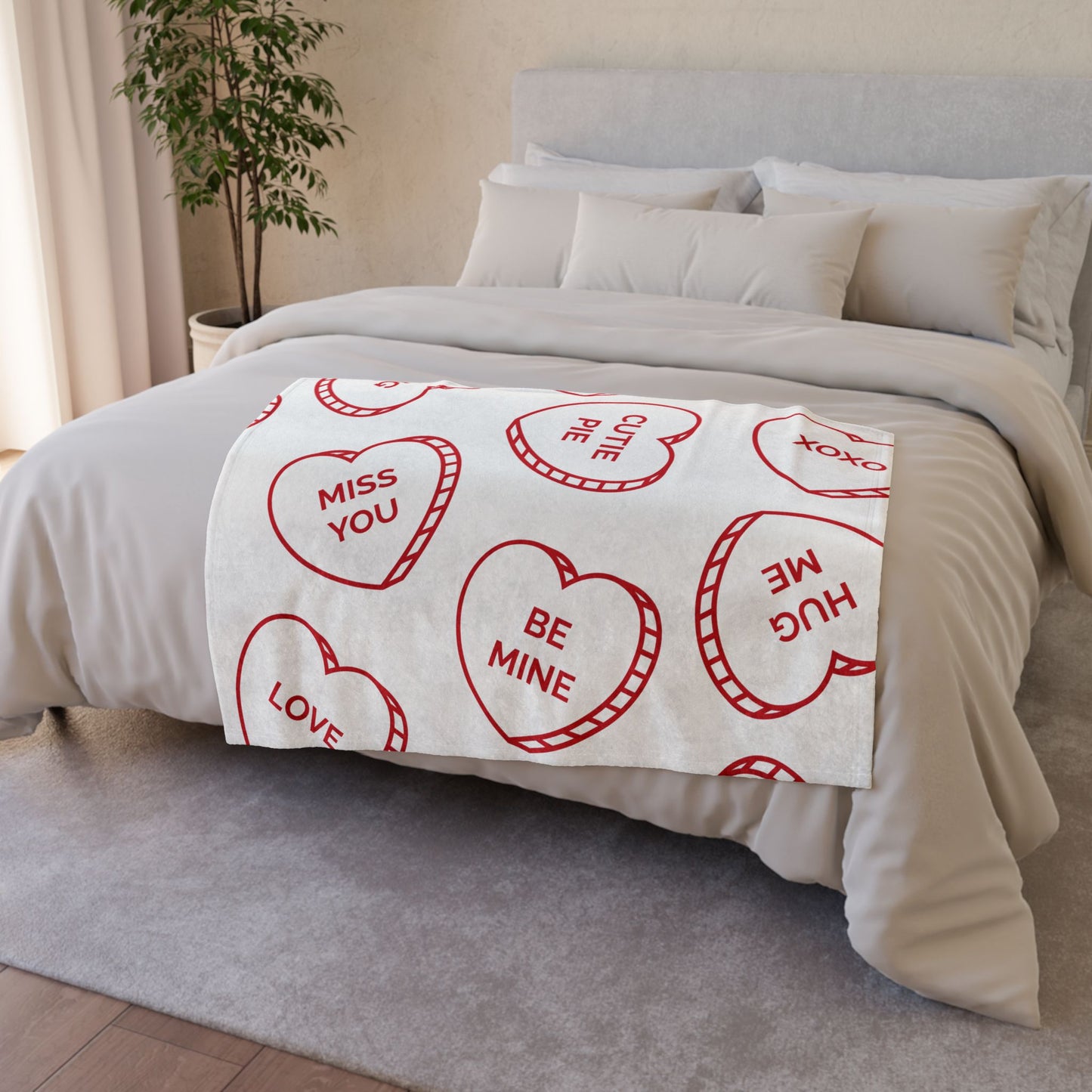 Valentine's Day Soft Polyester Blanket - Heartfelt Messages for Cozy Moments