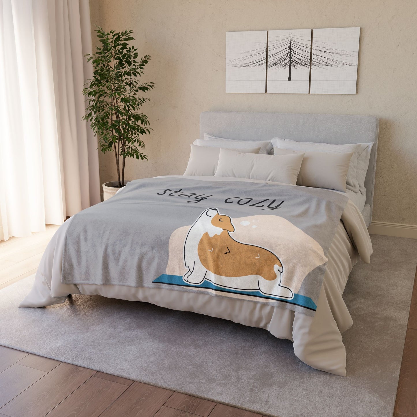 Cozy Corgi Soft Polyester Blanket - Perfect for Relaxation and Home Decor