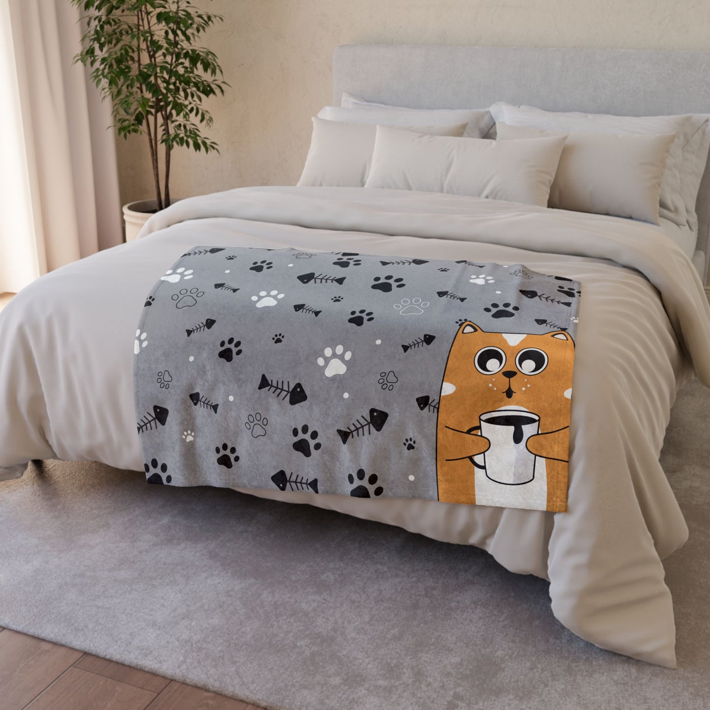 Cozy Cat Blanket - Cute Soft Polyester Throw for Animal Lovers