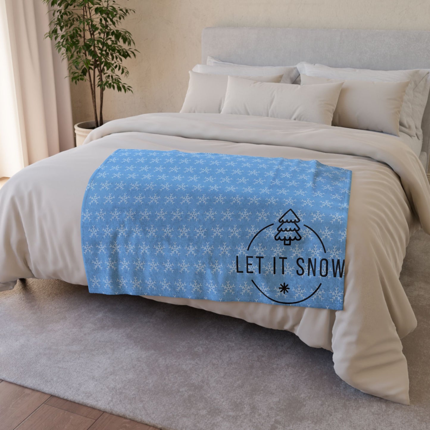 Let It Snow Soft Polyester Blanket - Cozy Winter Decor