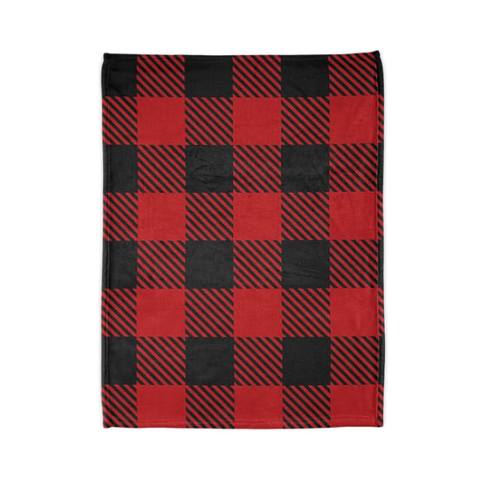 Cozy Plaid Blanket - Red and Black Checkered Soft Polyester Throw for Fall & Winter