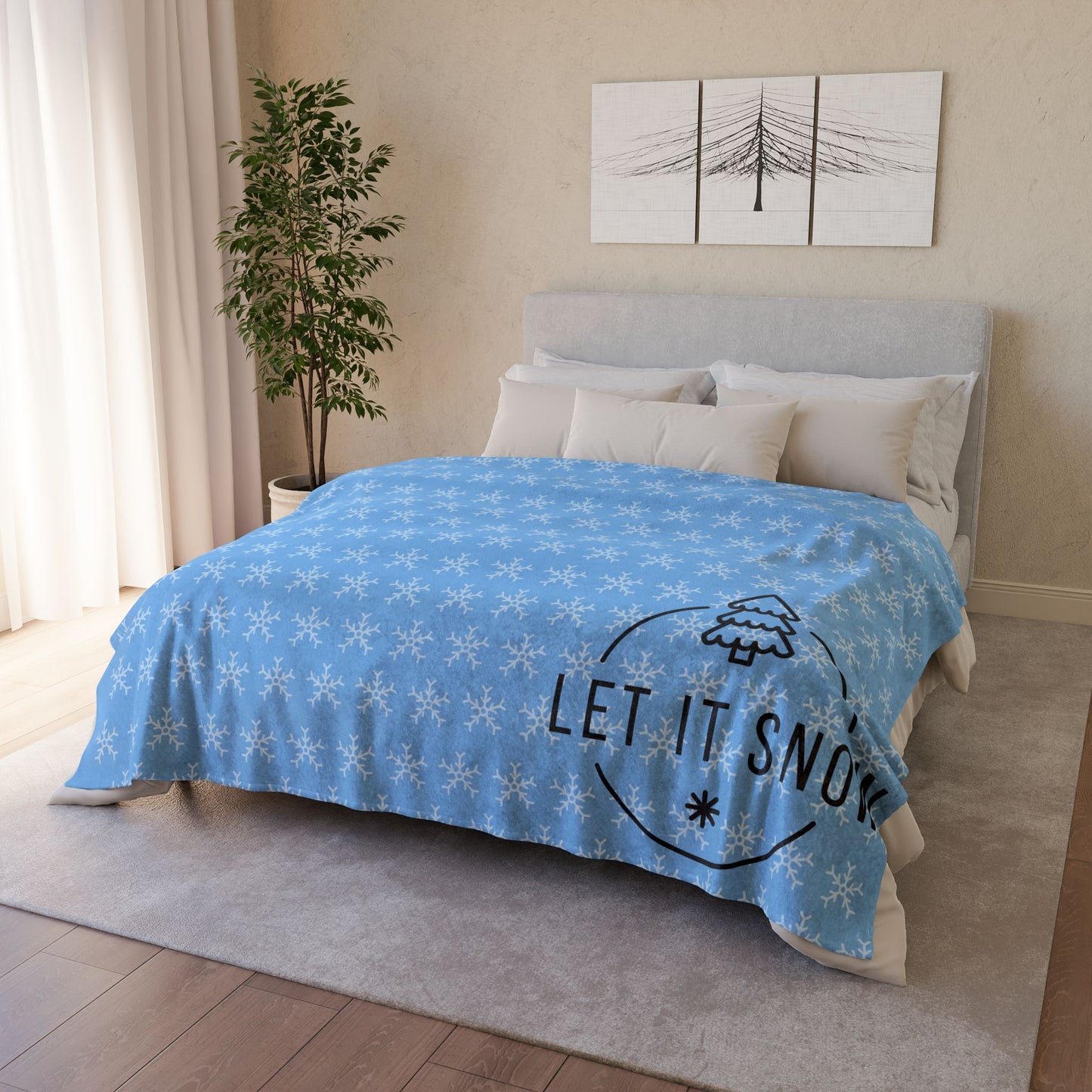 Let It Snow Soft Polyester Blanket - Cozy Winter Decor